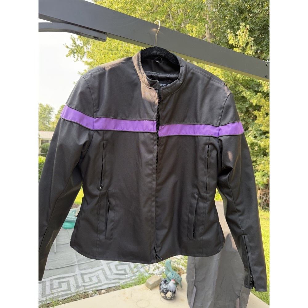 House of Leather Lady Rider Motorcycle Jacket Ladies L Black Purple Biker.  5242